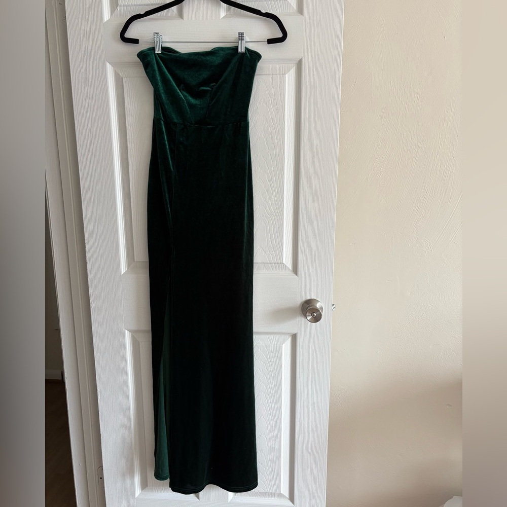 SHEIN Strapless Velvet Dress - Dark Green
